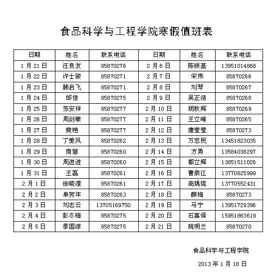 yl6809永利官网寒假值班表